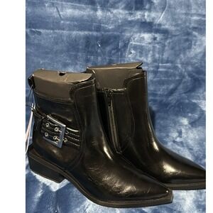 Wild Fable Giovanna Black Pointed Toe Buckle Ankle Boots Women's Size 7.5